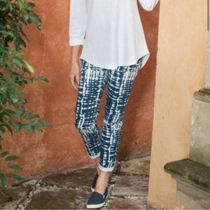 Soft Surroundings Navy and White Patterned Skinny Pants